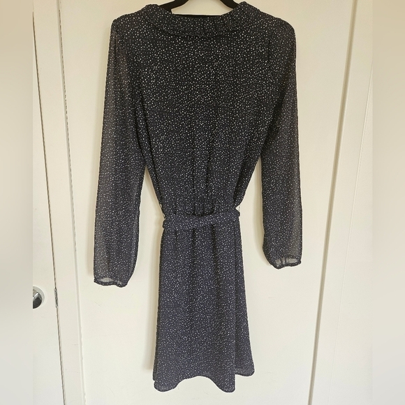 Loft Navy and White Speckled Cinch Waist Dress - Picture 6 of 12